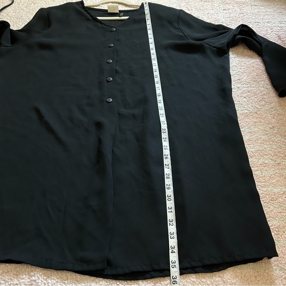 Vintage Studio C Plus Black Semi Sheer Blouse Flouncy Sleeves Size 22/24 - Picture 8 of 12